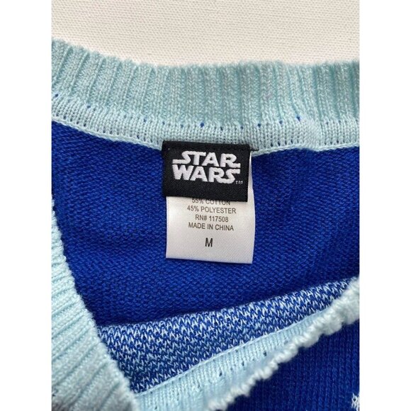 Star Wars Sweater Top Women's MEDIUM Blue Red Retro-Style Long-Sleeve Soft NEW - Picture 8 of 10